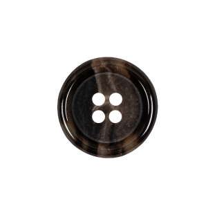 Dark Brown and Almond Mottled Semitransparent 4-Hole Rolled Rim Plastic Button - 32L/20mm