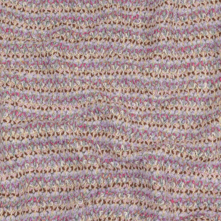 Italian Pastel Pink, Lilac and Pumice Stone Striped Boucle Blended Wool Sweater Knit