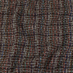 Taupe, Pink and Blue Tweedy Plaid Blended Wool Woven