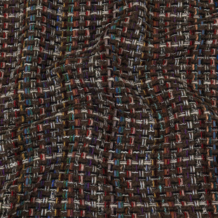 Italian Brown, White and Multicolor Tweedy Plaid Blended Wool Woven