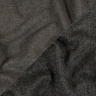 Black and Gray Diagonal Stripes Blended Wool Twill Double Cloth Coating