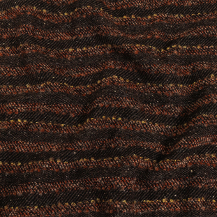 Brown, Black and Orange Boucle Stripes Blended Wool Twill Coating