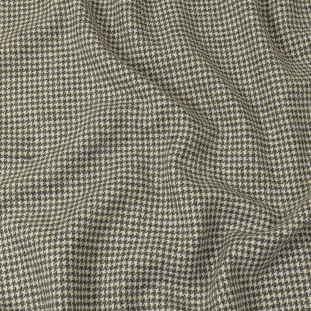 Gray, Ivory and Metallic Silver Houndstooth Brushed Polyester Woven
