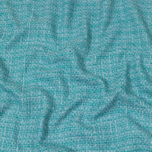 Teal, Sky Blue and Metallic Silver Polyester Tweed