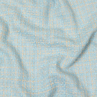 Sky Blue, Oyster White and Metallic Silver Polyester Tweed