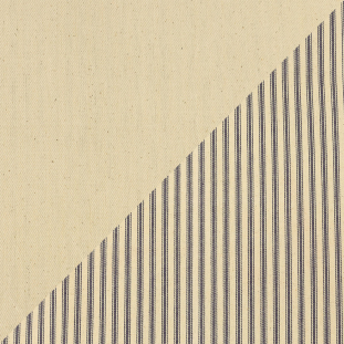 Natural and Blue Bonded Ticking Stripe Twill and Speckled Cotton Twill