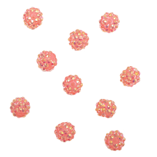 Pink AB Rhinestone and Resin Faceted 12mm Beads - 10pc