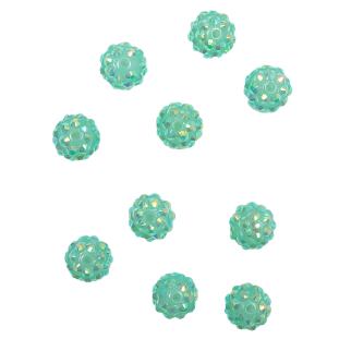 Aqua AB Rhinestone and Resin Faceted 12mm Beads - 10pc