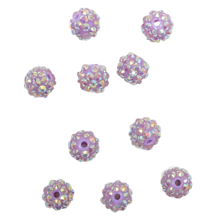 Purple AB Rhinestone and Resin Faceted 12mm Beads - 10pc