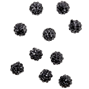 Black Rhinestone and Resin Faceted 12mm Beads - 10pc