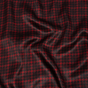 Racing Red and Black Houndstooth Check Polyester Twill Lining