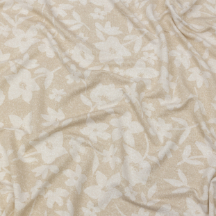 Beige and Ivory Floral Stretch Rayon French Terry