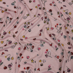 Pink, Red and Brown Valentine&#039;s Treats Stretch Rayon Jersey