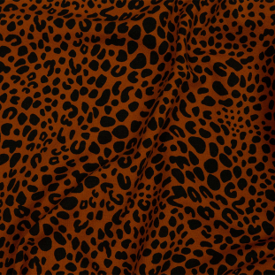 Burnt Orange and Black Cheetah Spots Stretch Cotton Jersey