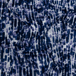 Navy, Lilac and White Abstract Spots Stretch Rayon Jersey