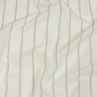 Famous Australian Designer Star White and Tan Striped Cotton and Polyester Shirting