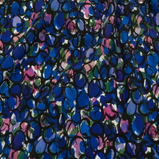 Balenciaga Italian Blue, Pink and Green Painterly Ovals Polyester Crepe