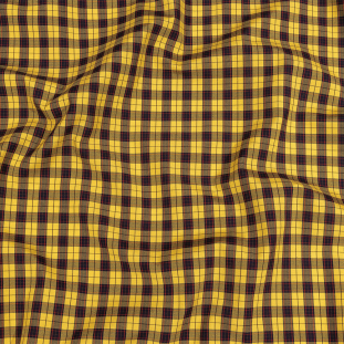 Balenciaga Italian Yellow, Black and Red Plaid Cotton Shirting