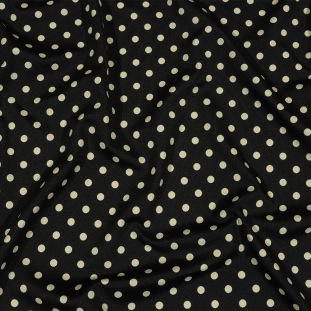 Balenciaga Italian Black and Oatmeal Polka Dots Stretch Nylon Jersey