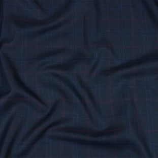 Balenciaga Italian Navy, Blue Depths and Red Plaid Cotton Twill Shirting