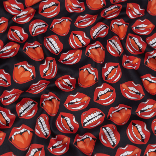 Ravello Red and Black Vampire Lips Mercerized Organic Egyptian Cotton Shirting
