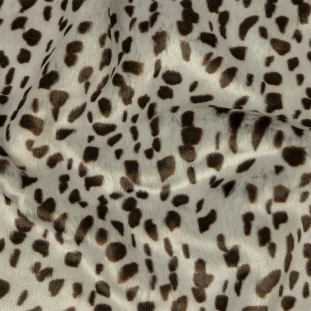 Pale Gray and Brown Spotted Sleek Luxury Faux Fur