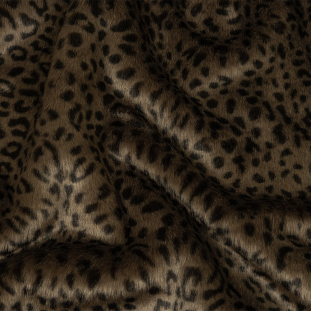Taupe and Black Leopard Short Pile Luxury Faux Fur