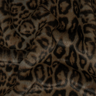 Gray, Brown and Black Leopard Spots Short Pile Luxury Faux Fur