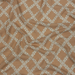 Beige and Pale Mint Decorative Lattice Polyester and Rayon Jersey