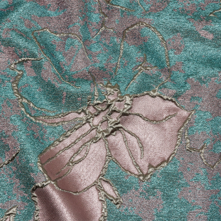 Metallic Champagne, Pink and Blue Mottled Floral Luxury Brocade