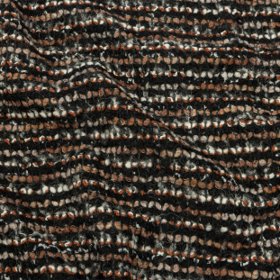 Black, Orange and Tan Striped Boucle Chunky Wool Sweater Knit
