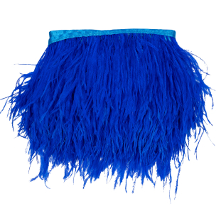 Blue Single Ply Ostrich Feather Fringe Trim - 5&quot;