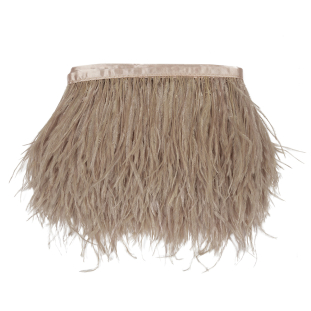 Light Taupe Single Ply Ostrich Feather Fringe Trim - 5&quot;