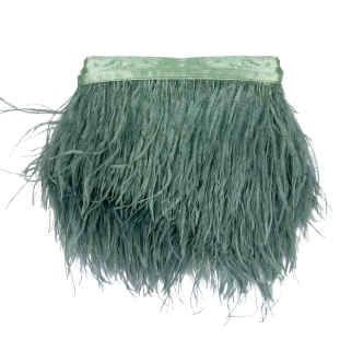 Jade Single Ply Ostrich Feather Fringe Trim - 5&quot;