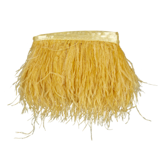 Mustard Single Ply Ostrich Feather Fringe Trim - 5&quot;
