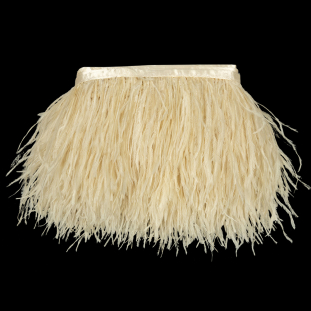 Bone White Two Ply Ostrich Feather Fringe Trim - 5&quot;