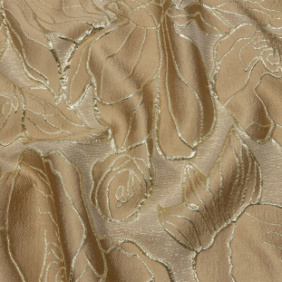 Metallic Gold and Tan Outlined Florals Luxury Brocade