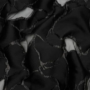 Metallic Black Abstract Luxury Burnout Brocade