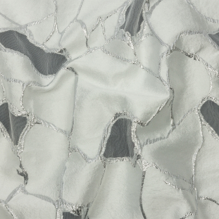 Metallic Silver and White Abstract Luxury Burnout Brocade