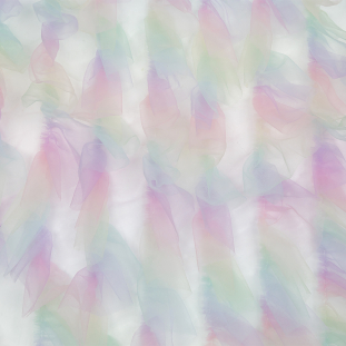 Pastel Rainbow Abstract Watercolor Printed Ruffled Tulle