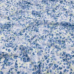 Blue and Lime Floral Cotton and Rayon Jersey