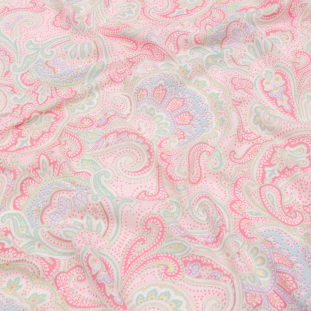 Pink, Green and Purple Paisley Garden Cotton and Rayon Jersey