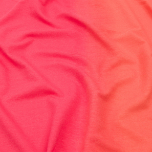Orange and Fuchsia Ombre Stretch Cotton and Rayon French Terry