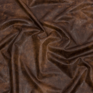 Brown Rustic Distressed Faux Leather with Black Viscose Jersey Backing