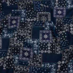 Japanese Navy and White Bandana Patchwork Cotton Woven