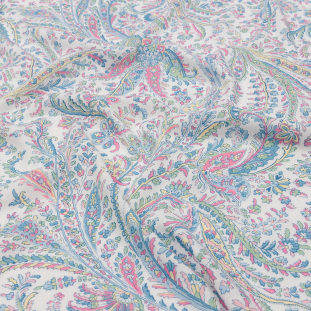 Pink, Blue and Yellow Paisley Dreams Cotton and Viscose Jersey