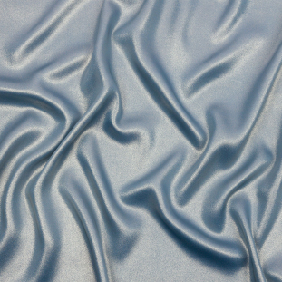 Valeria Blue and Silver Foiled Ultra-Smooth Polyester Georgette