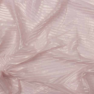 Melia Pink Abstract Pleated Polyester Chiffon with Gold Foil