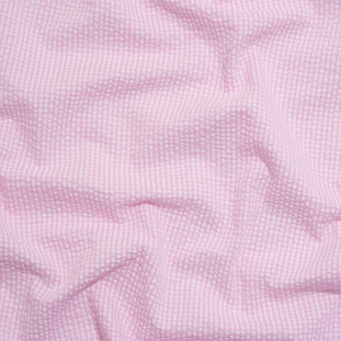Wylie Pink and White Checkered Polyester and Cotton Seersucker
