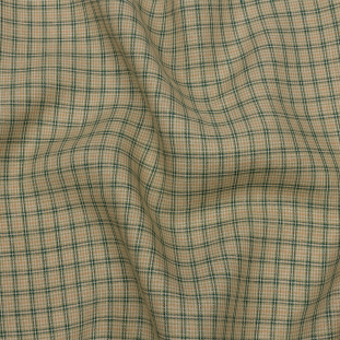 Green and Beige Checked Lightweight Linen Woven